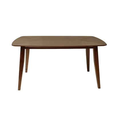 Mid Century Style Wood Dining Table With Rounded Corners - Walnut