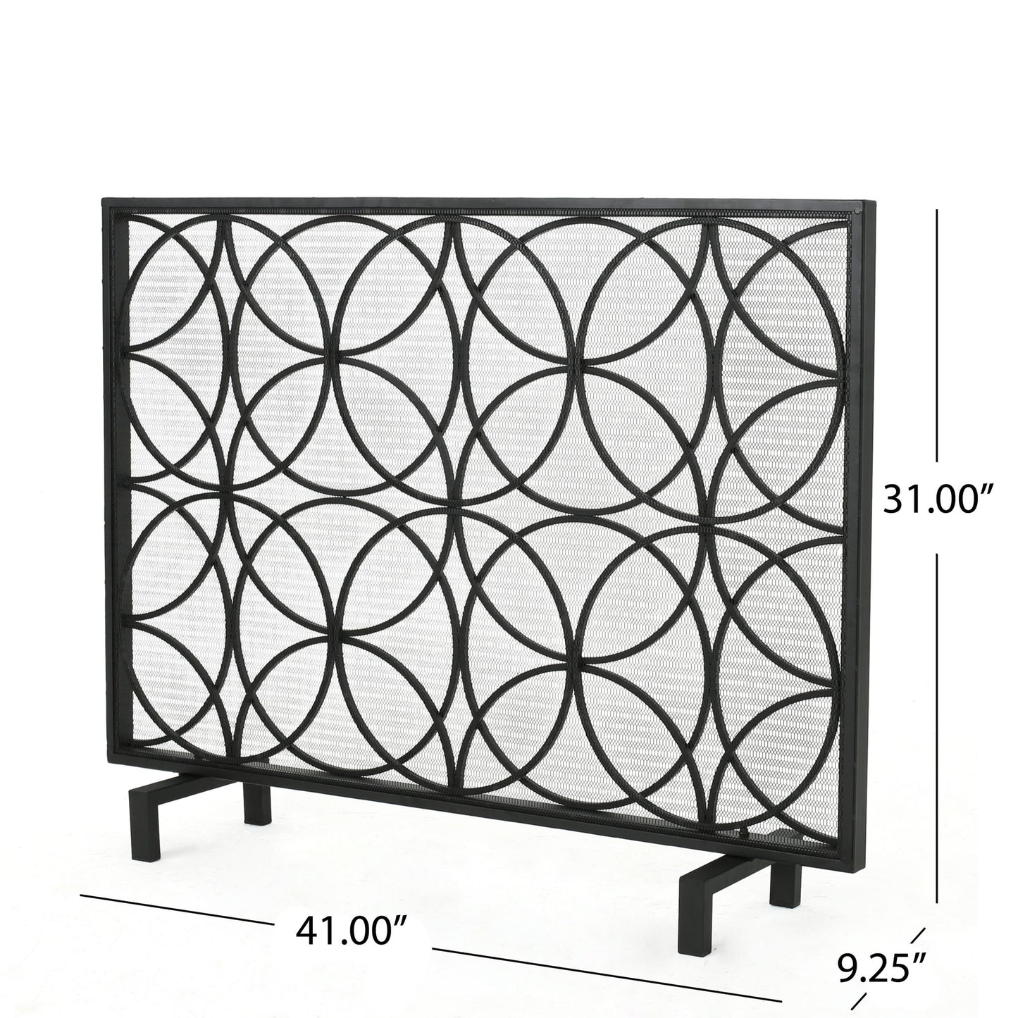 Thayer - Single Panel Iron Fireplace Screen With Geometric Design