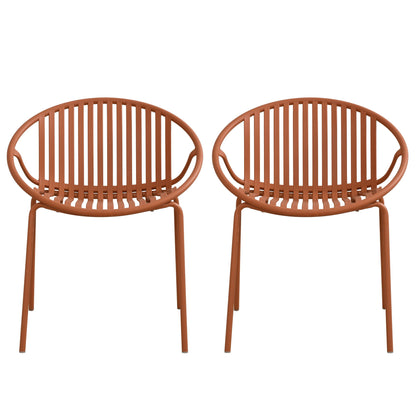 Stackable Outdoor Chairs With Breathable Plastic Backrest (Set of 2)