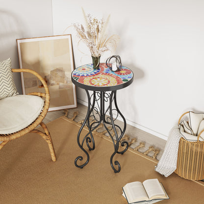 Colorful Outdoor Side Table With Ceramic Tile Top