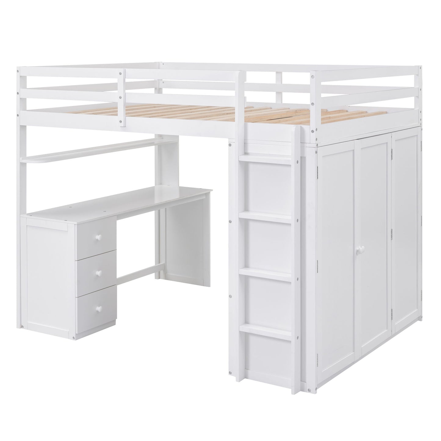Loft Bed With Drawers, Desk, And Wardrobe