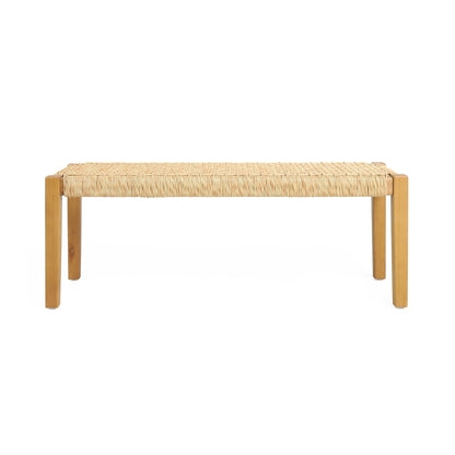 Angie - Bench Outdoor Seating Acacia Wood Faux Rattan - Teak