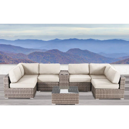 Elegant 4 Person Wicker Patio Seating Set With Cushions And Glass Top Table