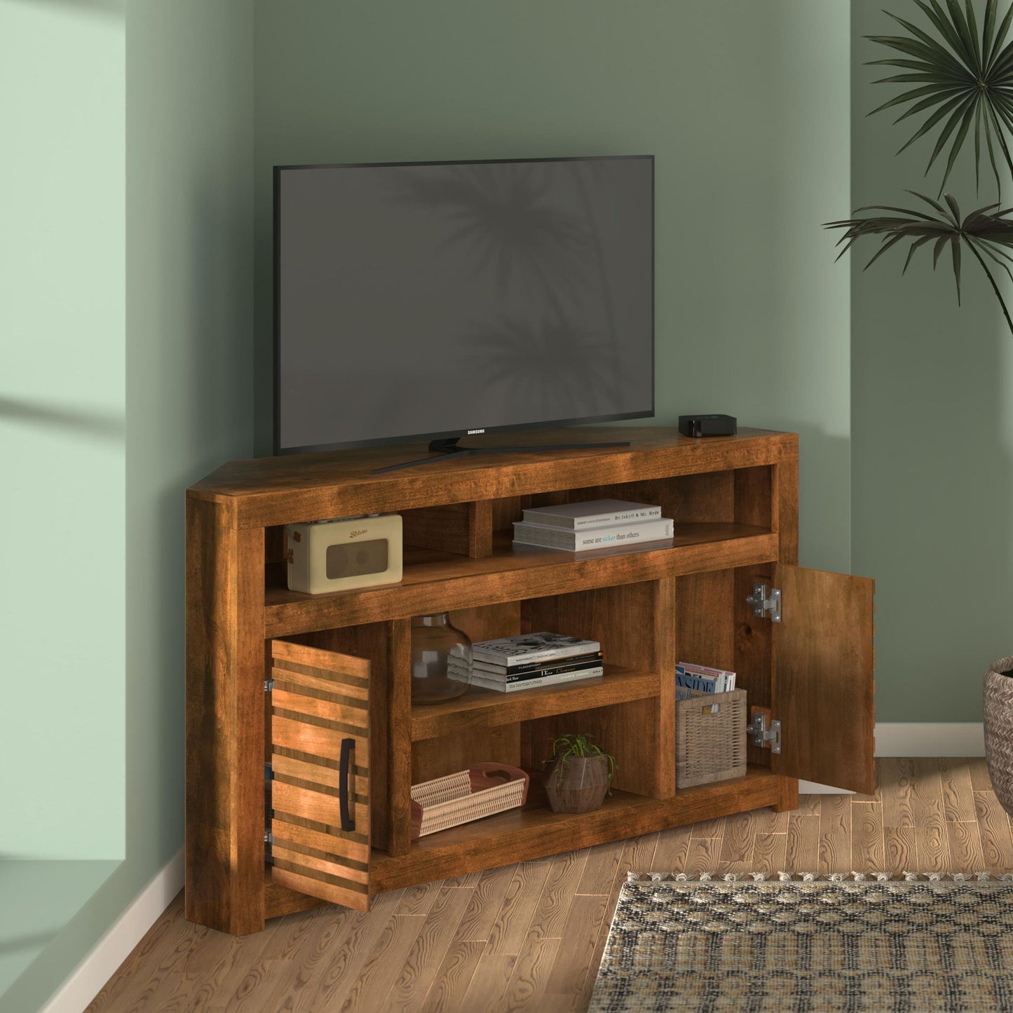 Corner TV Console - Brown