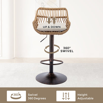 Modern Swivel Bar Stools Adjustable Counter Chairs With Footrest (Set of 2)