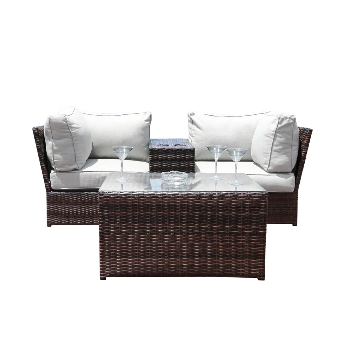 Comfortable Modern Patio Rattan Sectional Set With Cushions