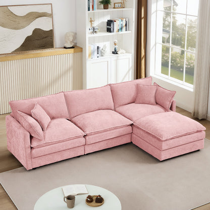 Contemporary Modular Sectional Sofa Set With Movable Ottoman