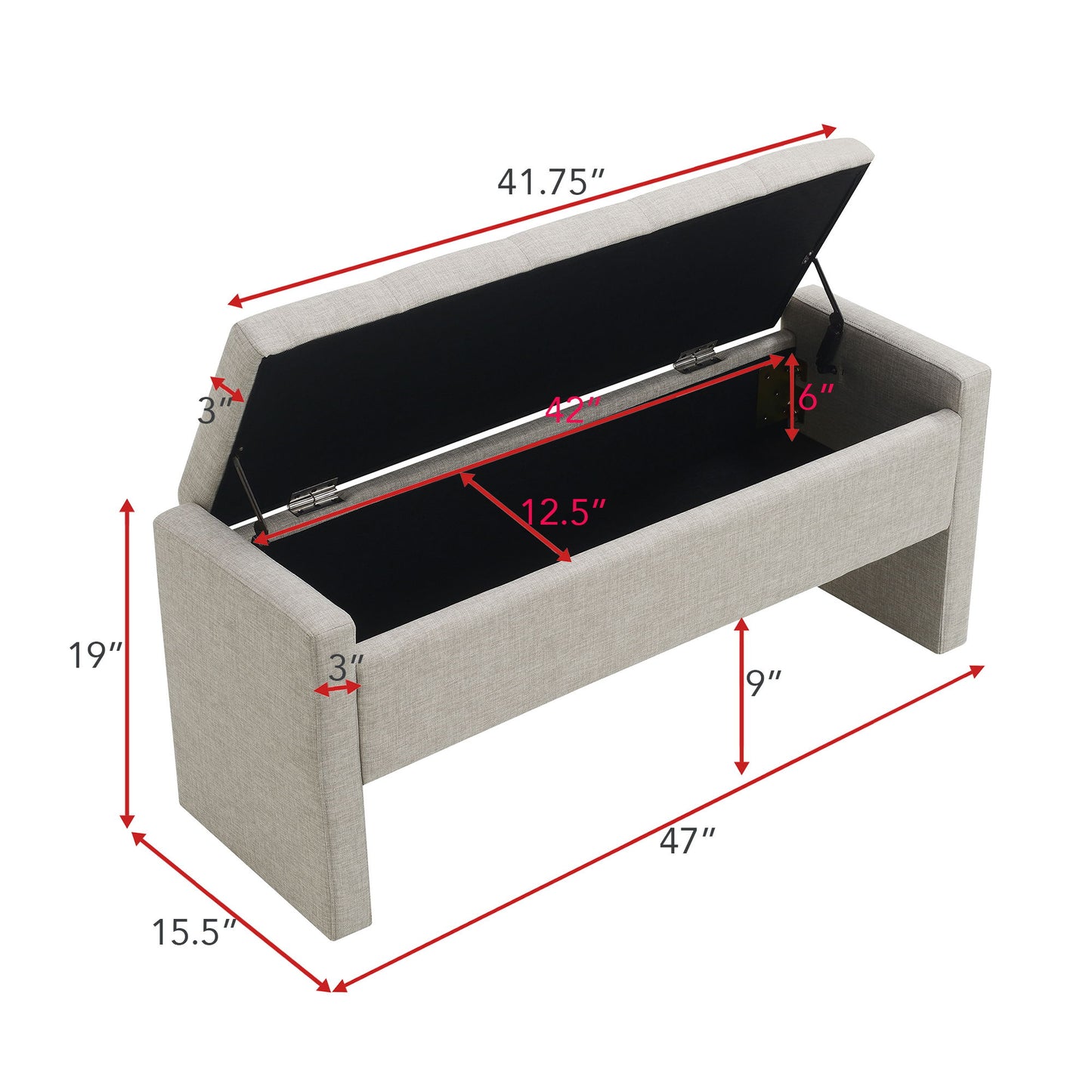 Modern Upholstered Large Bed End Bench With Storage