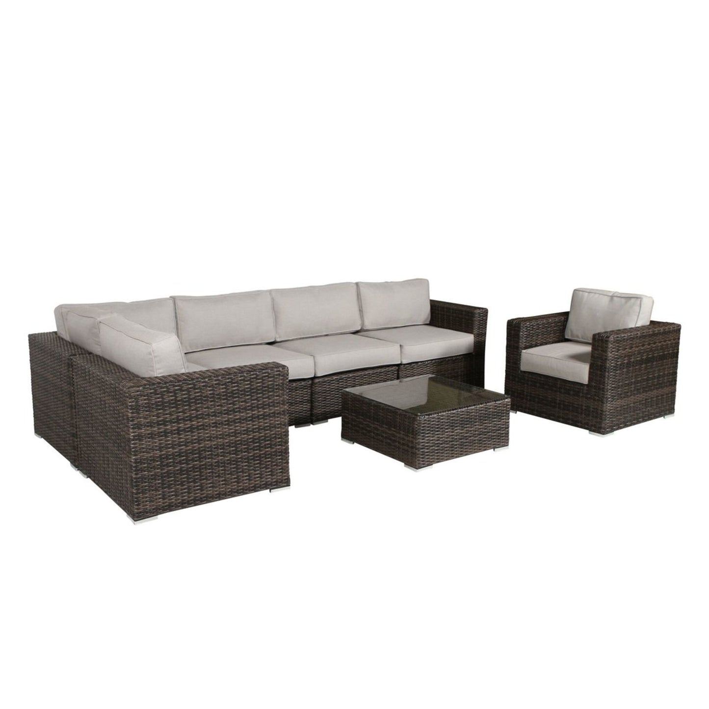 Wicker Seating Group Set With Table And Cushions