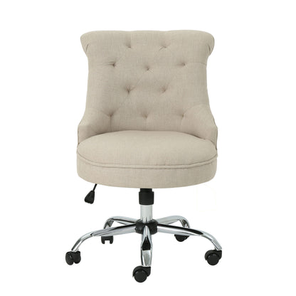 Fidelity - Upholstered Office Chair With Sloped Arms And Rolled Backrest - Wheat / Chrome