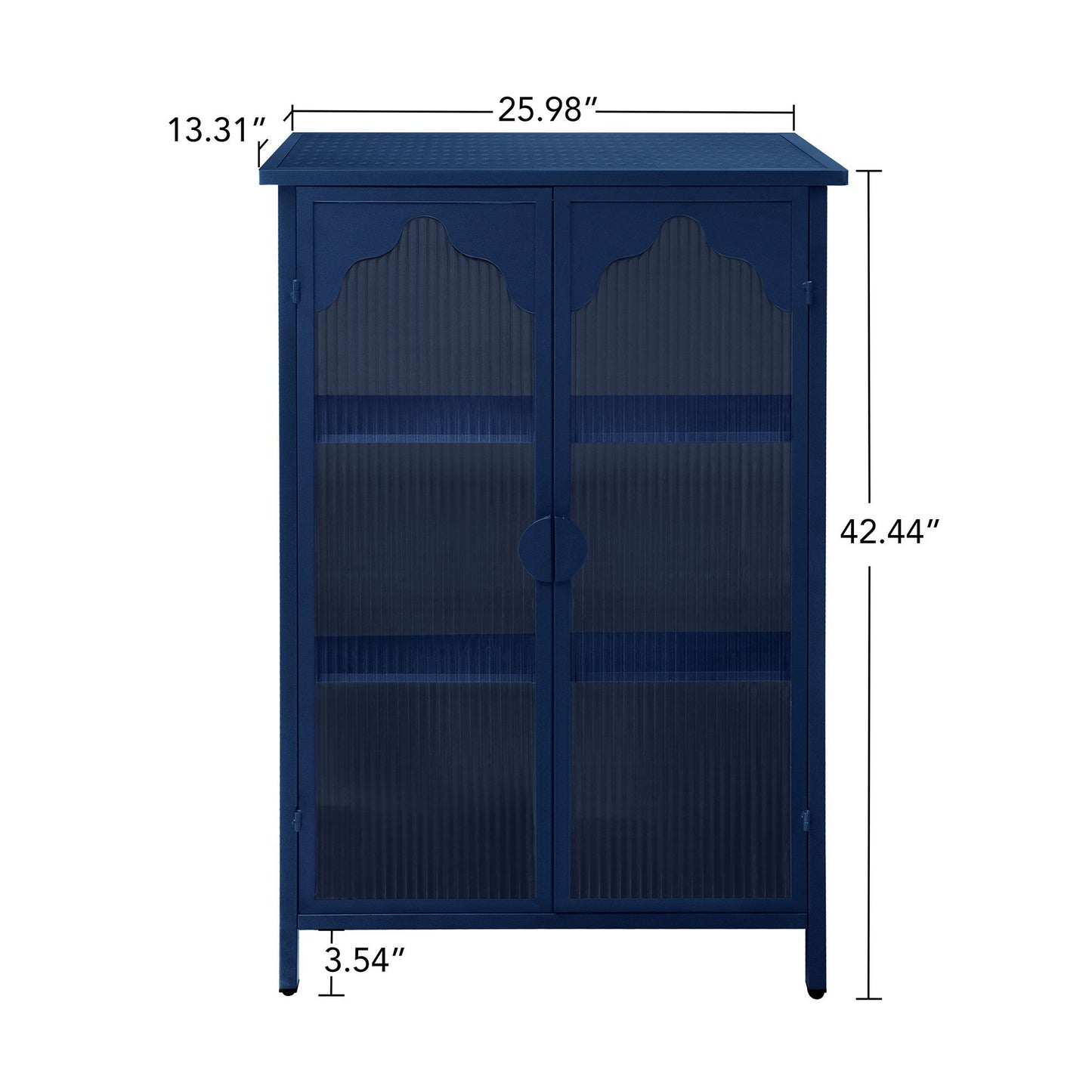 2 Doors Metal Storage Cabinet Display Cabinet With Glass Doors Metal Kitchen Sideboard Buffet Cabinet Glass Storage Cabinet For Dining Room Living Room Bedroom - Dark Blue