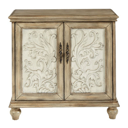 Driscoll - 2 Door Cabinet With Floral Design - Reclaimed Natural