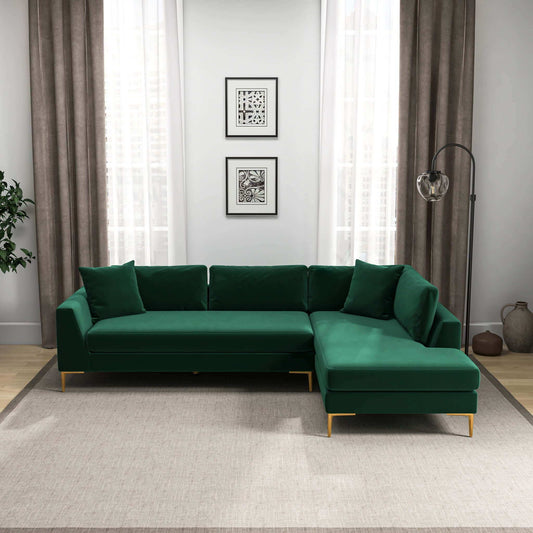Mano - Right Facing L-Shaped Sectional Sofa - Green