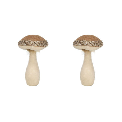 Mushroom Holiday Ornament, For Harvest Festival Fall Festival & Thanksgiving Table Decorations (Set of 2) - Beige / Light Brown