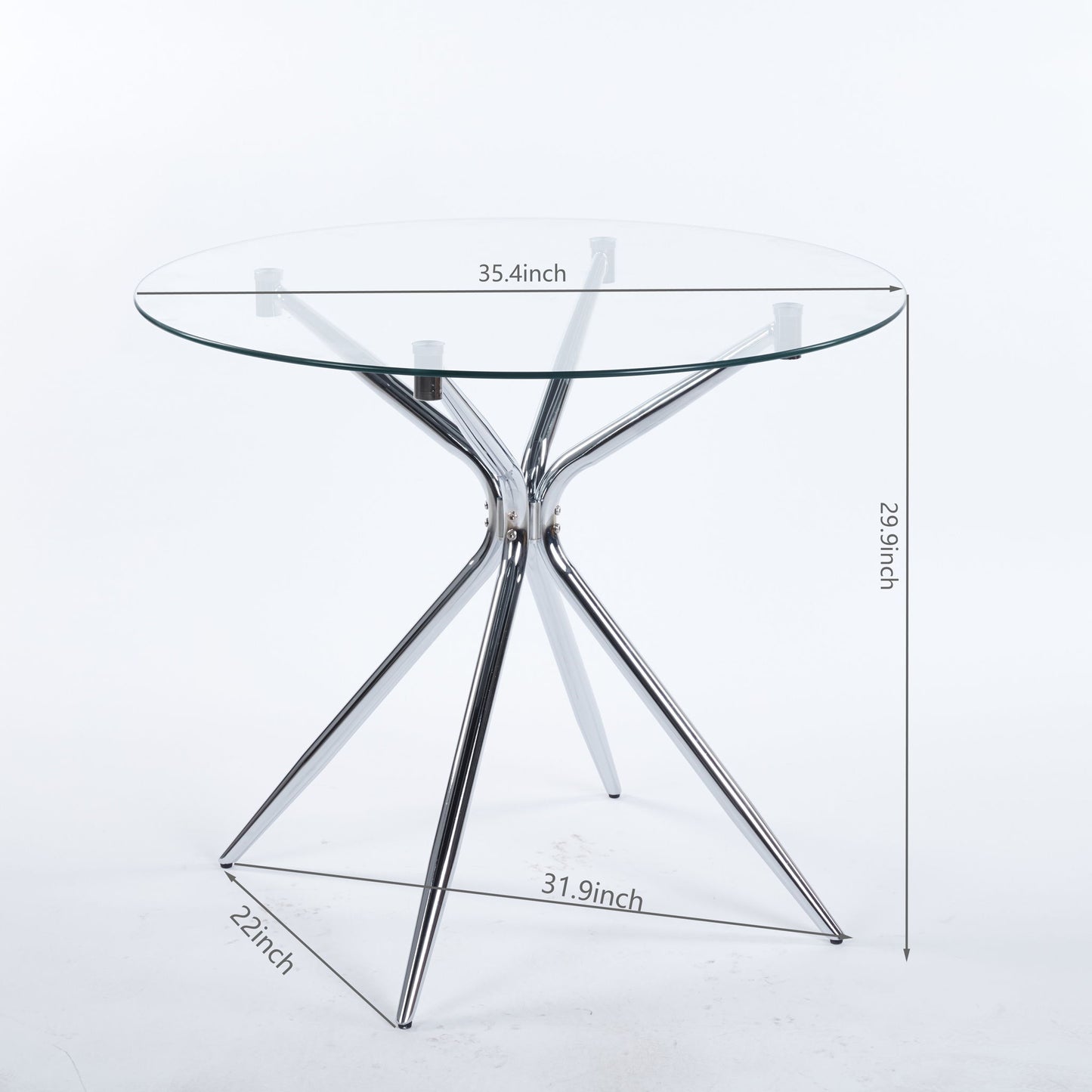 Compact Dining Table With Glass Top - Chrome