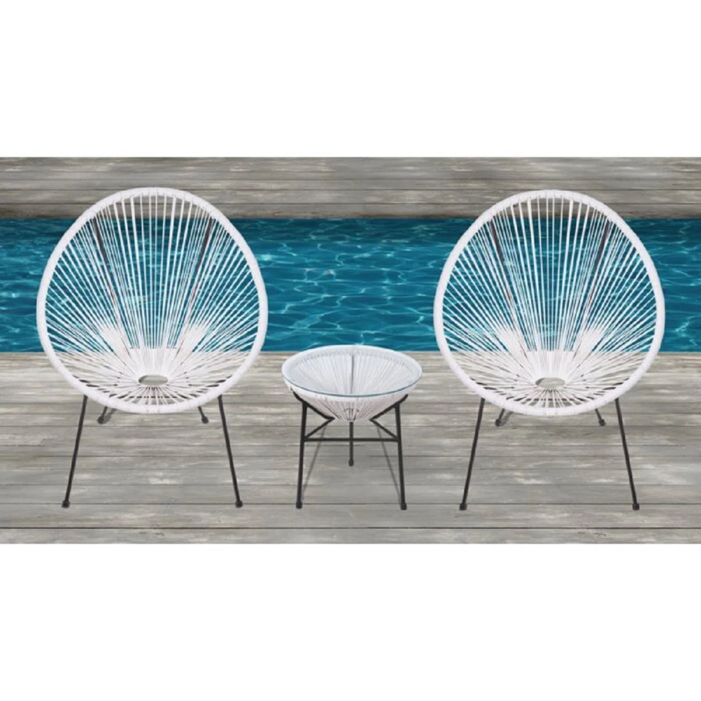 Outdoor Conversation Set With Ergonomic Lounge Chairs And Tempered Glass Table