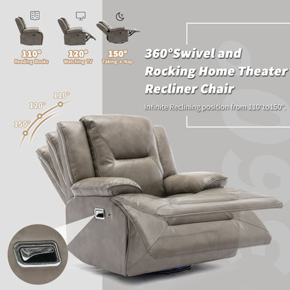 2 Seater Home Theater Recliner Manual Recliner Chair With A LED Light Strip Two Cup Holders And A Storage Box For Living Room