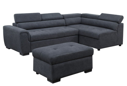 Haris - Sleeper Sofa Sectional With Adjustable Headrest And Storage Ottoman - Dark Gray