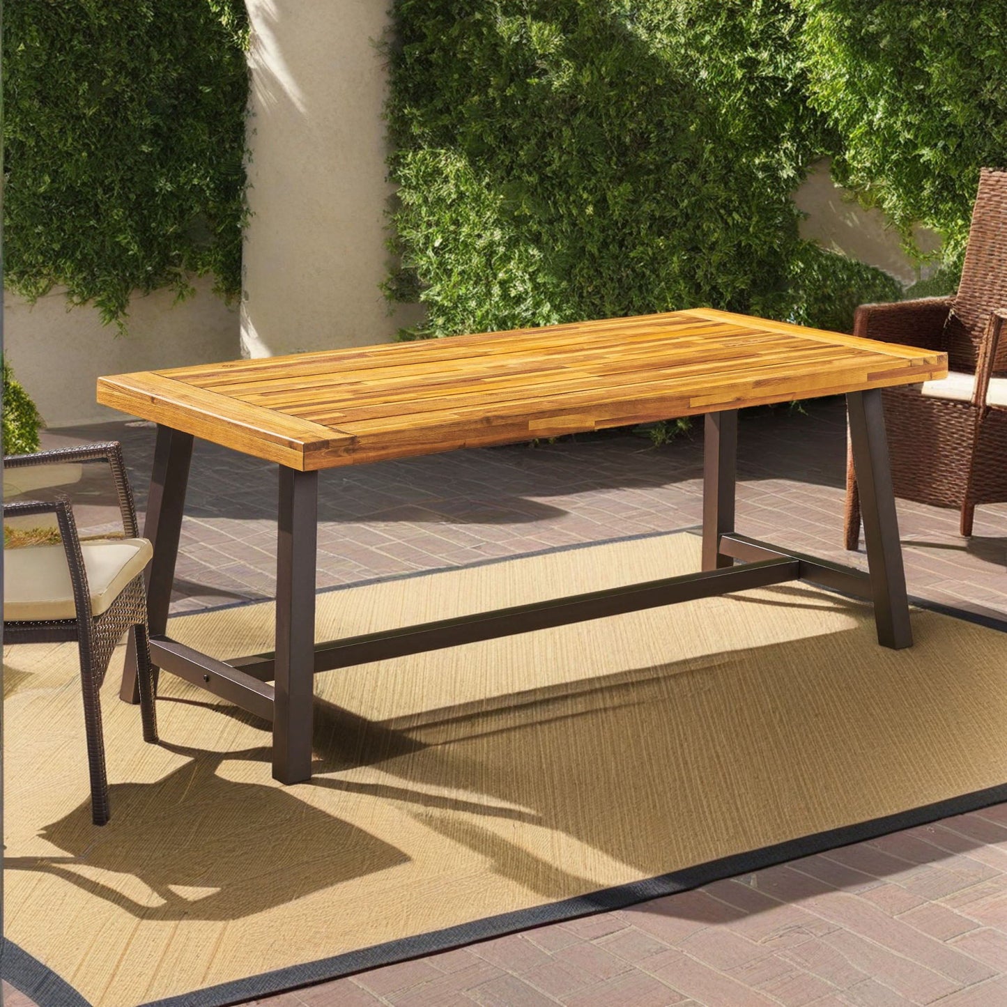 Outdoor Sandblast Finish Acacia Wood Dining Table