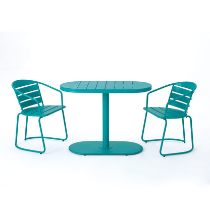 3 Piece Elegant Outdoor Bistro Set With 2 Chairs And Oval Table