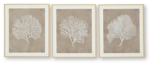 Hendridge - Wall Art Set (Set of 3) - Taupe / White