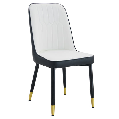 Modern 2 Tone Dining Chairs With Gold Decorated Legs (Set of 2) - White / Black