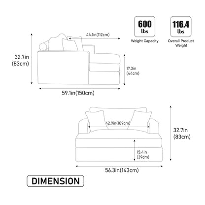 Modern Aesthetic Wide Sofa Bed