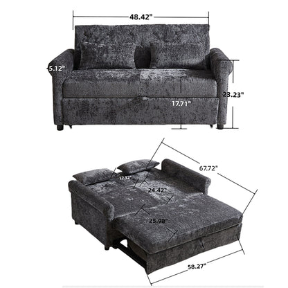 Loveseat Sofa Bed, Pull - Out Couch Sleeper & 2 Pillows