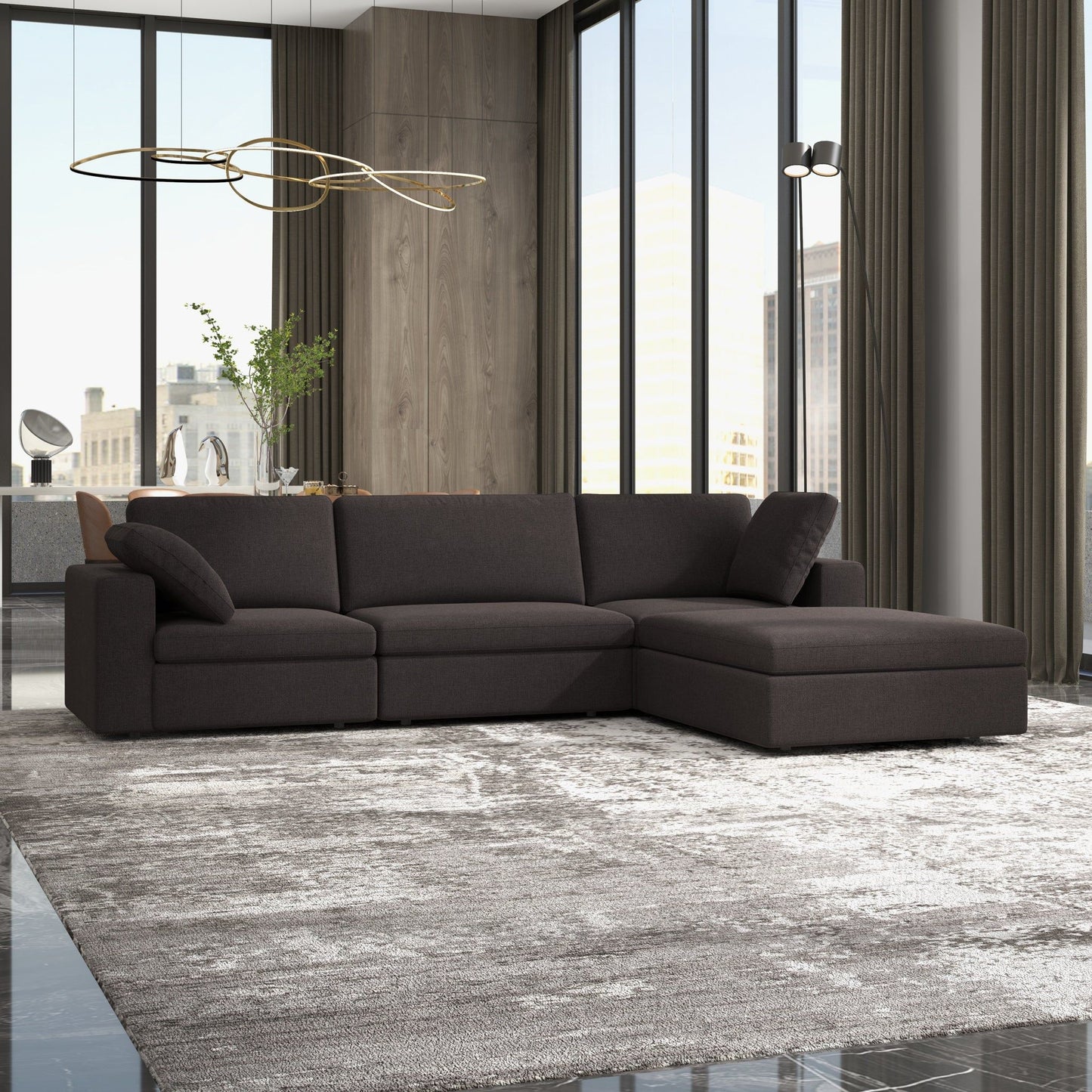 Cecilia - Modular Corner Sectional, Modern Sofa - Gray