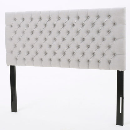 Queen Size Headboard With Button Tufting - Light Gray