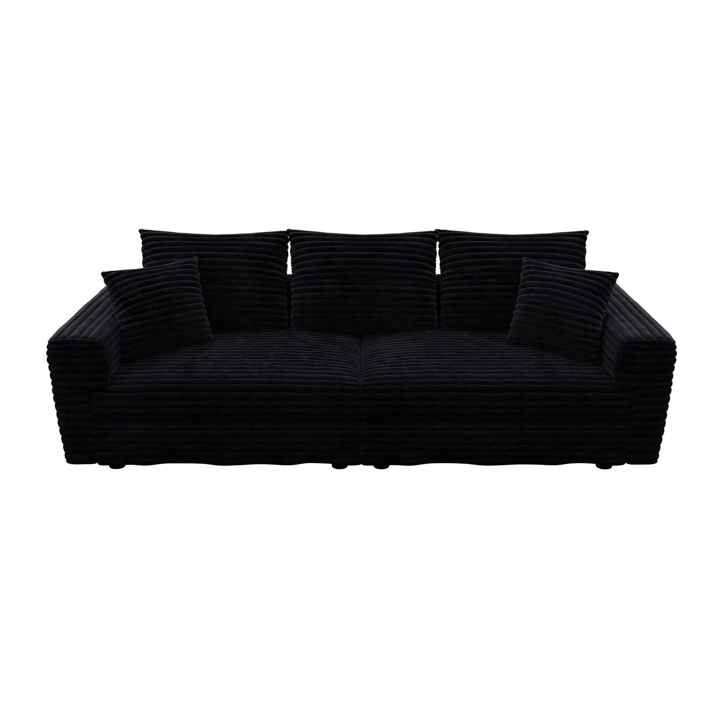 Plush Corduroy 4 Seat Sofa, Modern Comfy Upholstered Sofa Cloud Couch, Deep Seat Couches With Soft Pillows