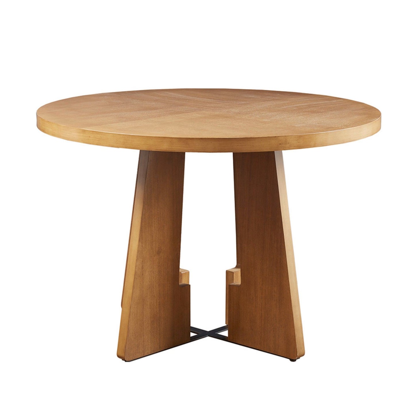 Round Dining Table With Pecan Wood Veneer - Walnut