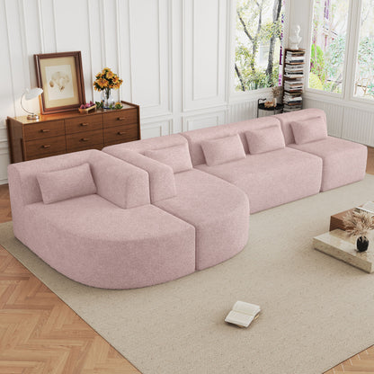 Upholstered Sofa Free Combined Sofa Couch With 2 Chaise Lounge And Five Back Pillows For Living Room