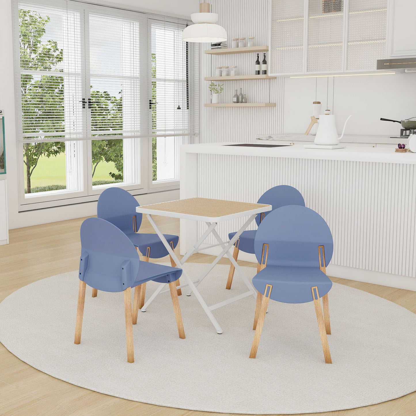 4 Piece Set Of Single Chairs With A Folding Square Table