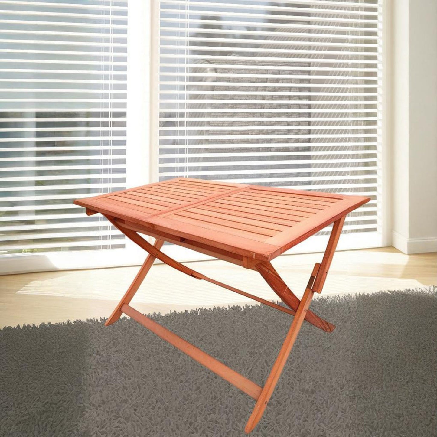 Foldable Patio Dining Set With 1 Dining Table, Indoor And Outdoor Use, Solid Wood - Teak