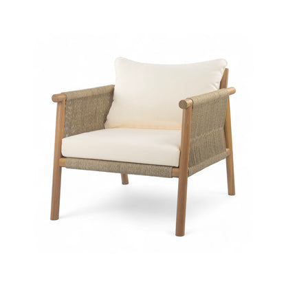 Modern Outdoor Woven Lounge Chair With Solid Frame And Cushions