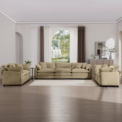 Elegant Corduroy Oversized Sectional Sofa Set With Deep Seats And Flexible Layout