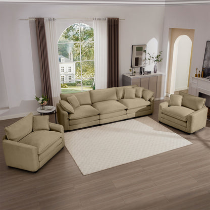 Elegant Corduroy Oversized Sectional Sofa Set With Deep Seats And Flexible Layout