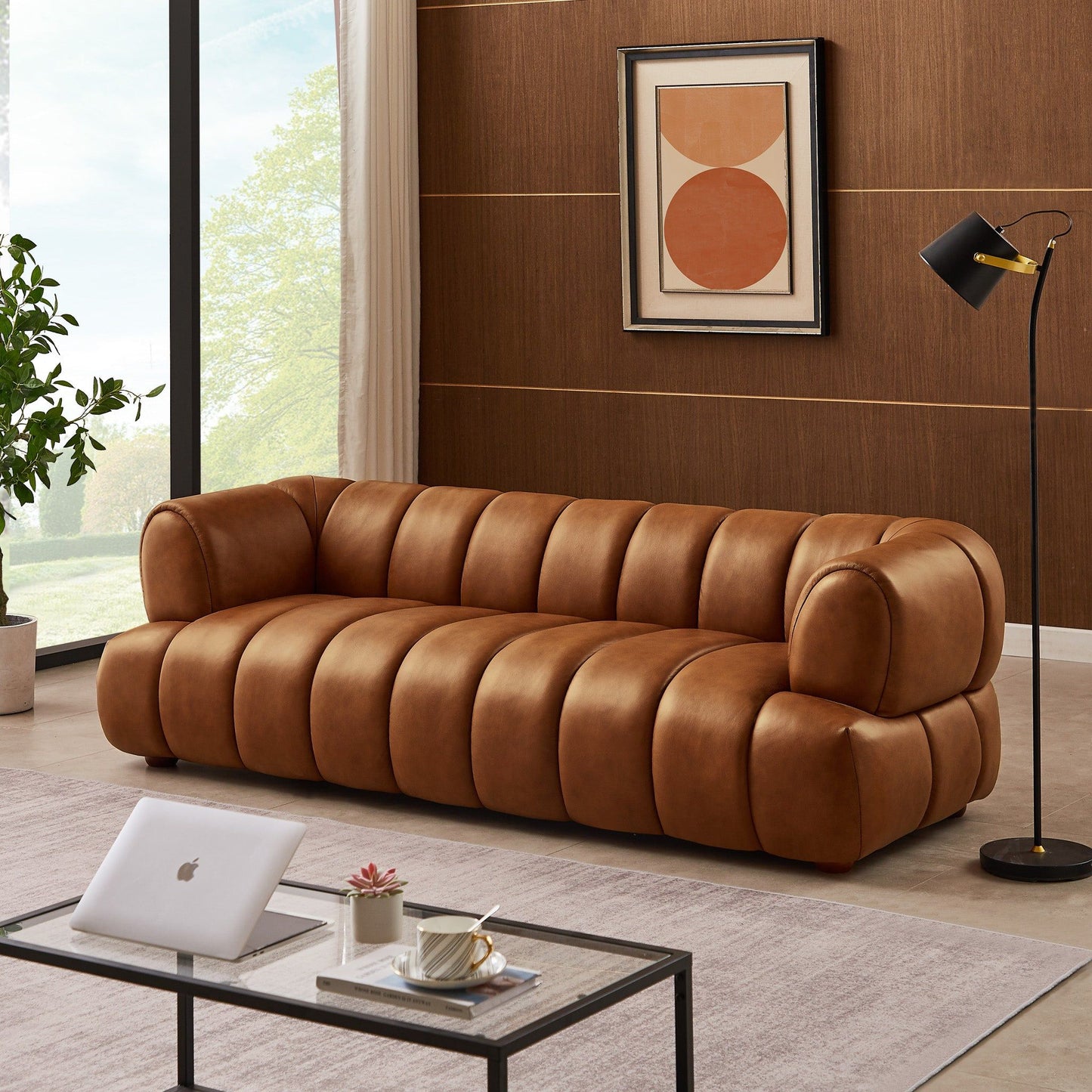 Jasmin - Upholstered Sofa - Cognac / Tan