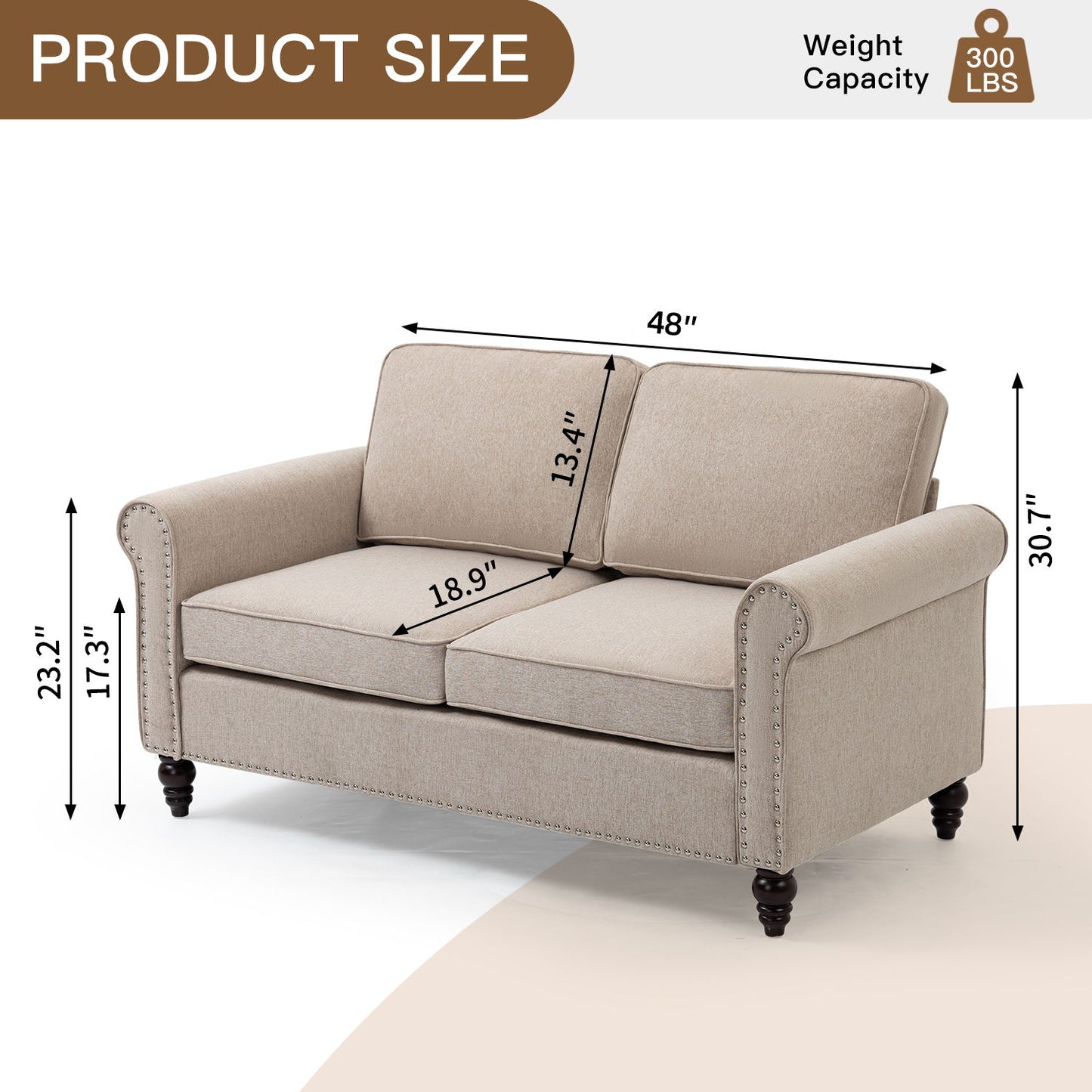 2 Seater Loveseat Sofa, Mid-Century Modern Couches For Living Room, Button Tufted Sofa - Light Beige
