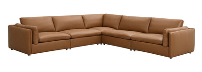 Brighton - Top Grain Leather 5 Pieces Modular Sectional - Brown