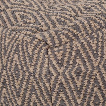 Amuleto - Hand Loomed Cotton Pouf - Dark Gray / Brown