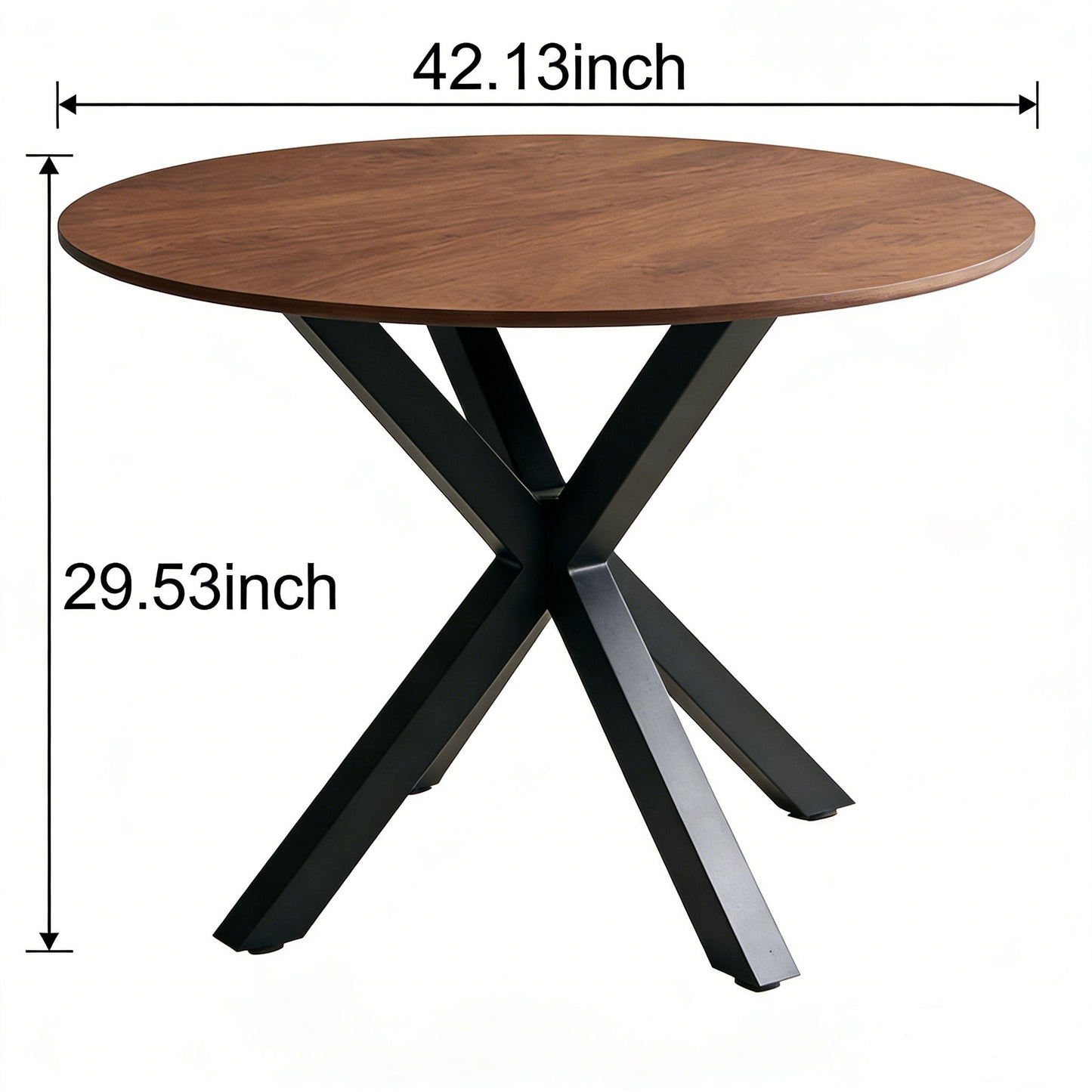 Table Mid-Century Dining Table For 4 - 6 People With Round MDF Table Top, Pedestal Dining Table, End Table Leisure Coffee Table, Cross Leg