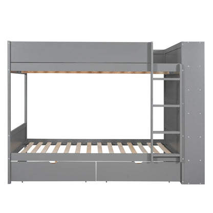 Bunk Bed With 2 Drawers And Multi Layer Cabinet