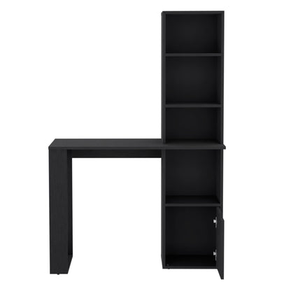 Writing Desk With Bookcase And Cabinet - Black