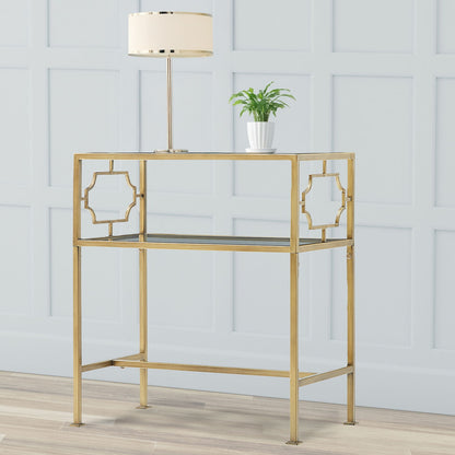Grifton - Rectangular Glass Accent Table - Antique Gold