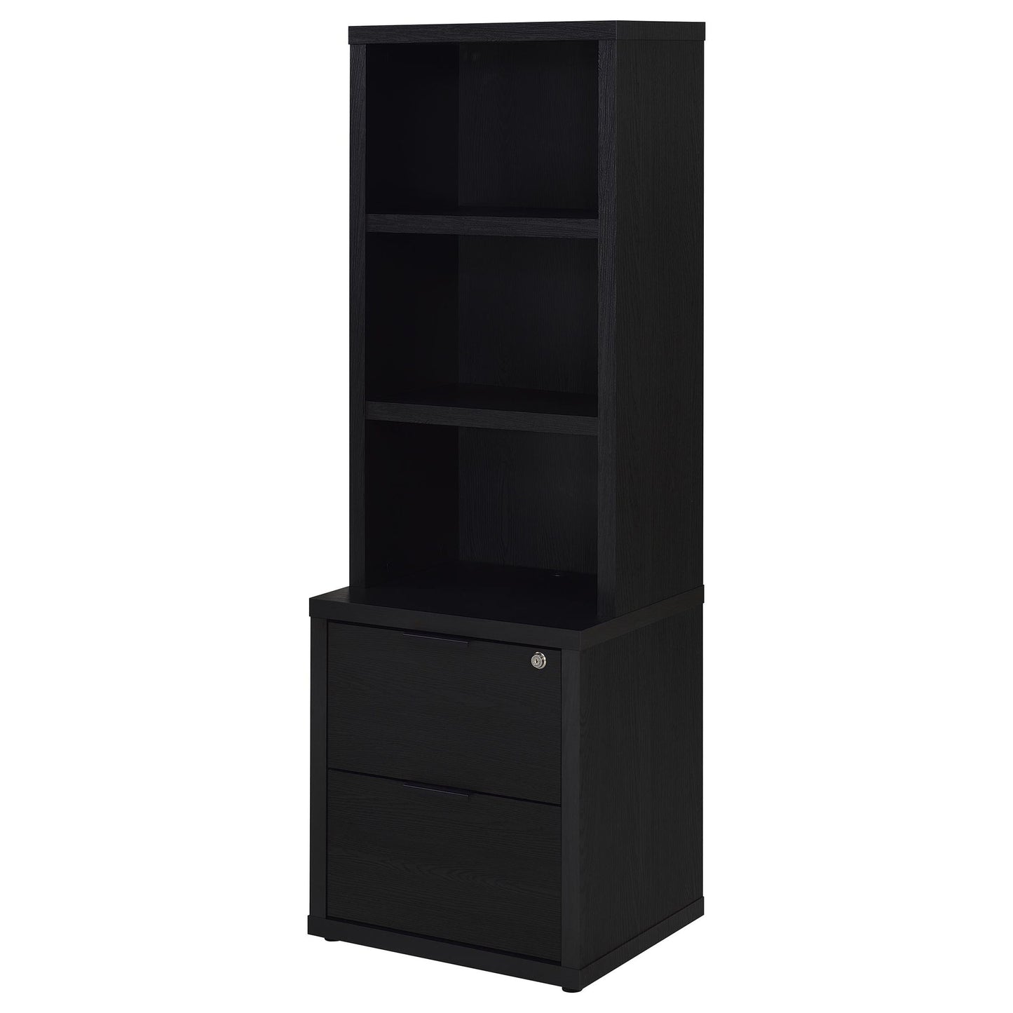 Multifunctional Bookcase With Three Open Shelves, 2 Drawers, Dual USB Charging Outlet