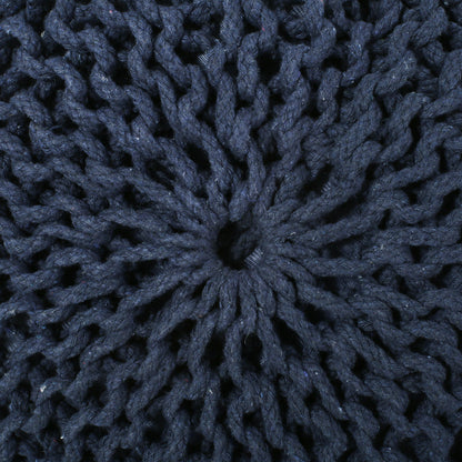 Bordeaux - Knitted Cotton Round Pouf Ottoman, Floor Cushion