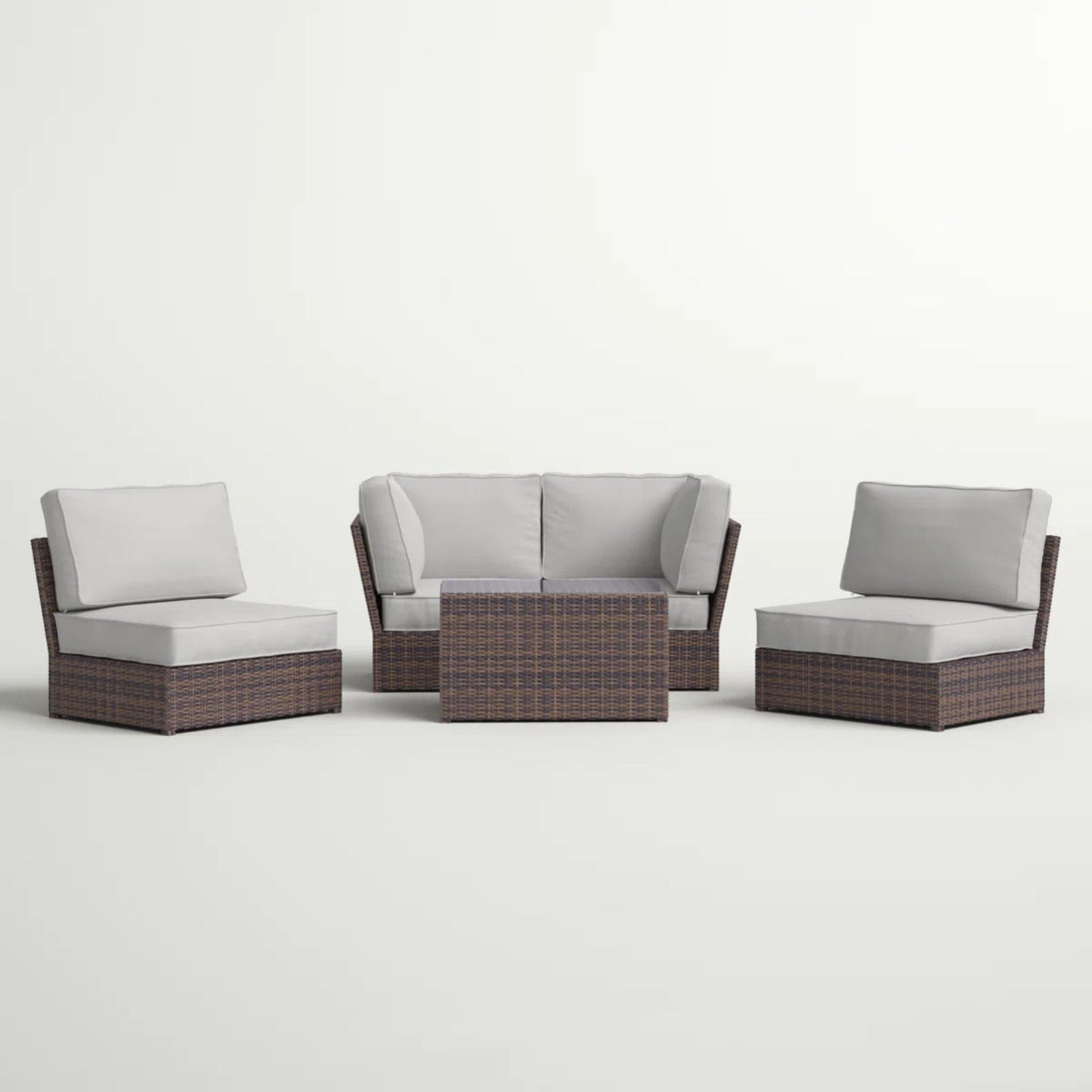 Comfortable Modern Patio Rattan Sectional Set With Cushions