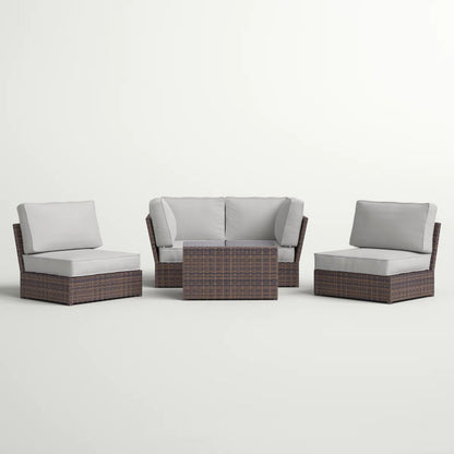 Comfortable Modern Patio Rattan Sectional Set With Cushions